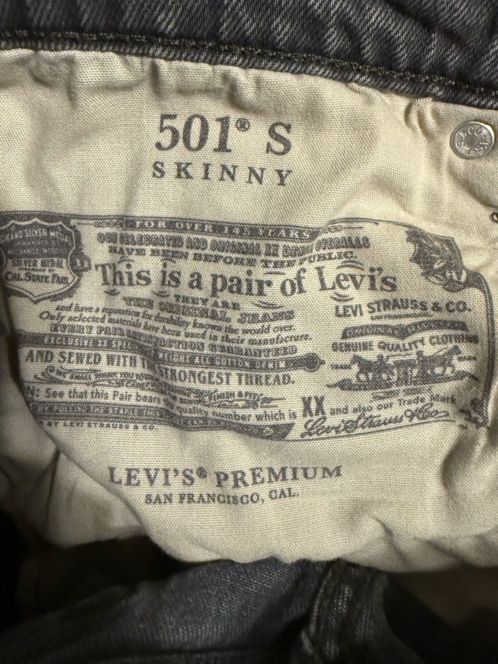 Levi’s Vintage 501 Skinny - Charcoal - Picture 9 of 11
